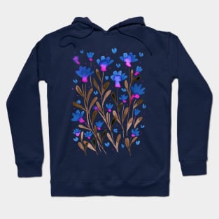 Forget me not flowers - blue and pink Hoodie